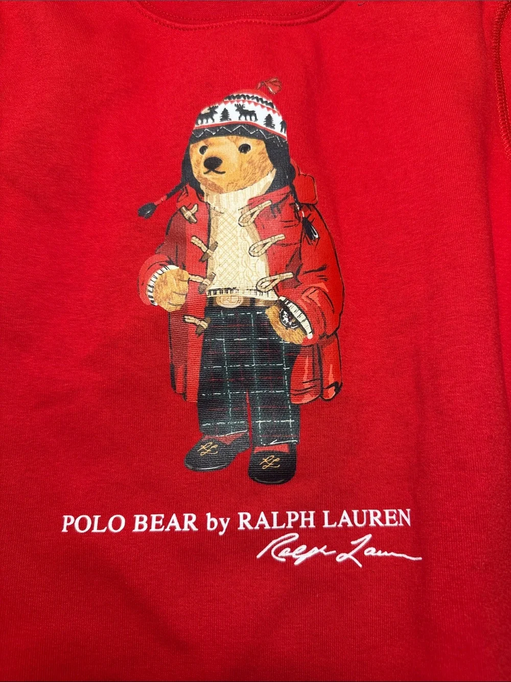 Ralph Lauren Kids Red Polo Bear Pullover Sweatshirt